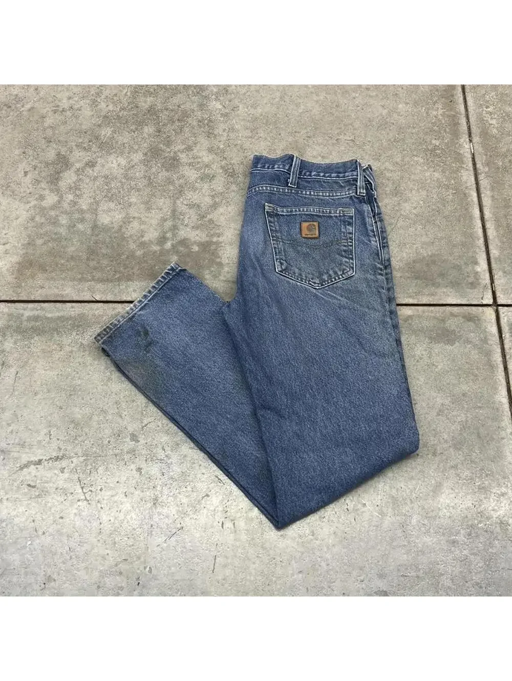 vintage carhartt faded blue straight leg jeans size 34 x 34